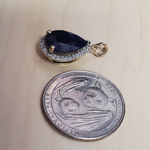 14K. SOLID GOLD NECKLACE DIAMONDS & SAPPHIRE - Picture 12 of 14